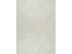 Alfombra Bahar Shaggy patrón rombos, crema, 80 x 150 cm