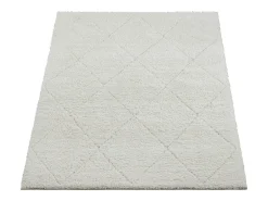 Alfombra Bahar Shaggy patrón rombos, crema, 240 x 340 cm