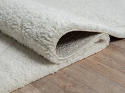 Alfombra Bahar Shaggy patrón rombos, crema, 140 x 200 cm