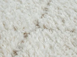 Alfombra Bahar Shaggy patrón rombos, crema, 160 x 230 cm