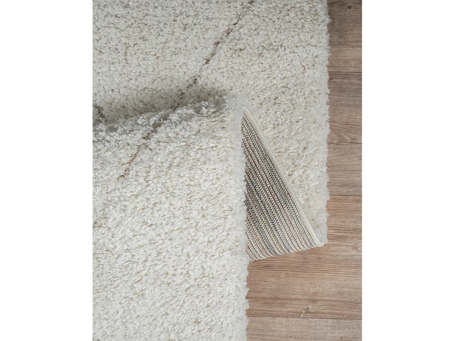 Alfombra Bahar Shaggy patrón rombos, crema, 160 x 230 cm