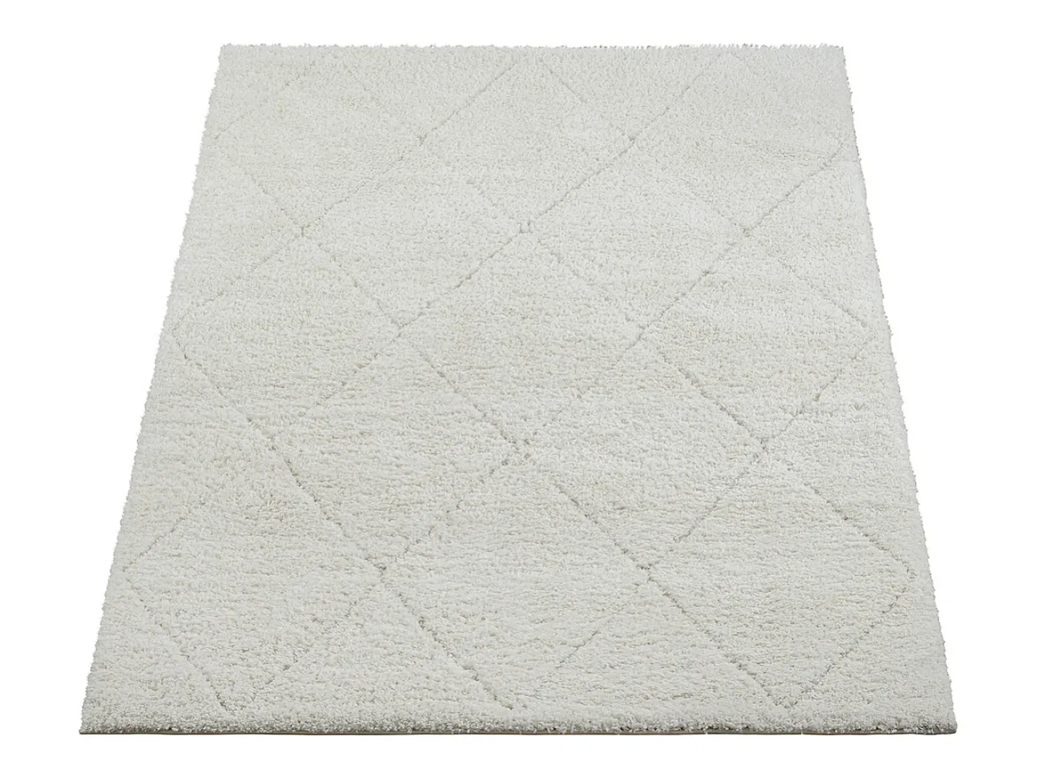 Alfombra Bahar Shaggy patrón rombos, crema, 160 x 230 cm