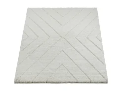 Alfombra Bahar Shaggy patrón triángulos, crema, 140 x 200 cm