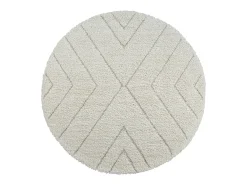 Alfombra Bahar Shaggy patrón triángulos, crema, 120 cm redonda