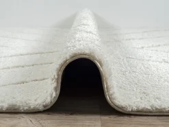 Alfombra Bahar Shaggy patrón triángulos, crema, 120 cm redonda