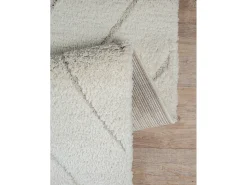 Alfombra Bahar Shaggy patrón triángulos, crema, 80 x 150 cm