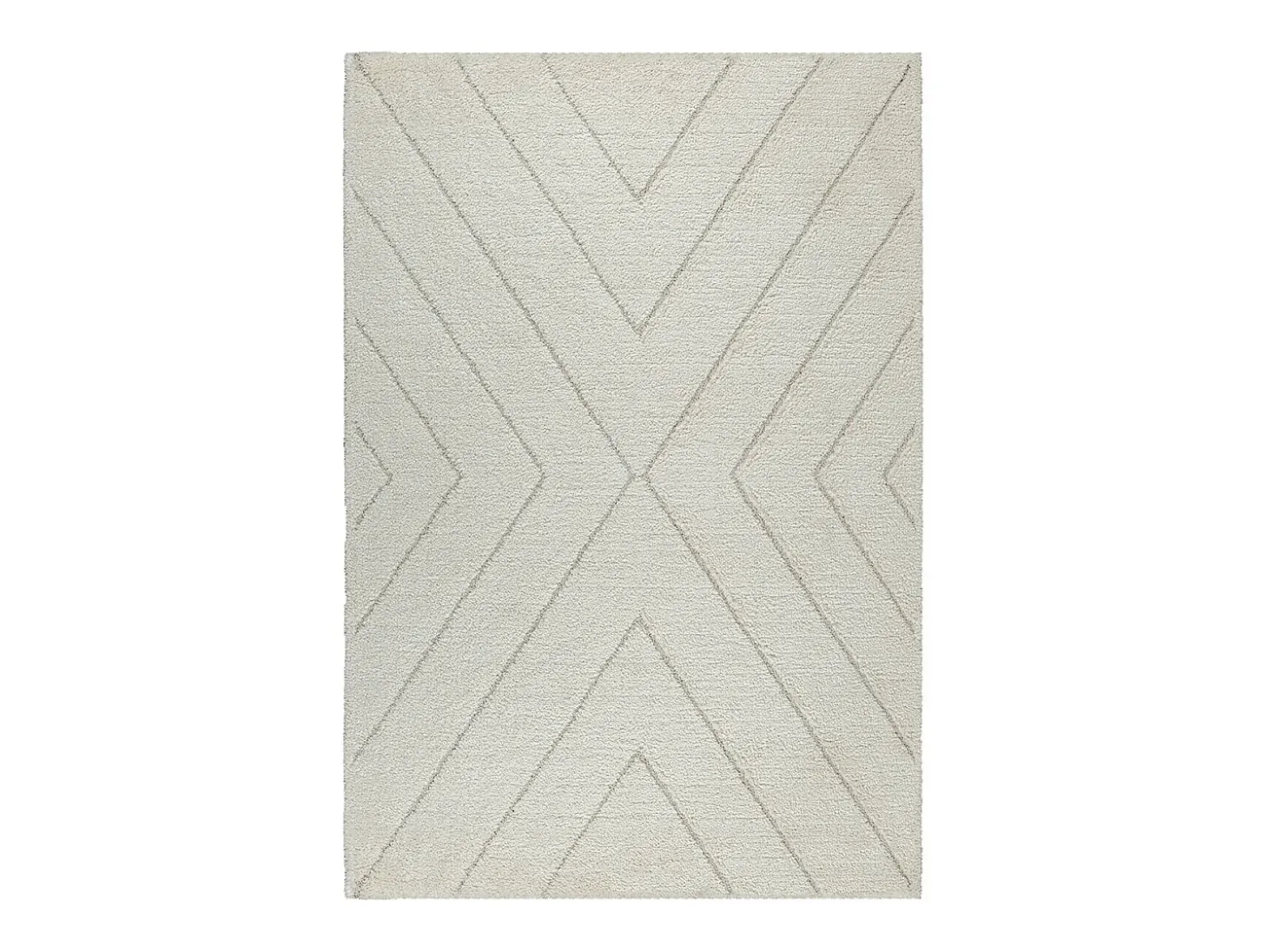 Alfombra Bahar Shaggy patrón triángulos, crema, 80 x 150 cm