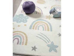 Alfombra Beat Kids Moderna Suave Infantil - Crema - 120 cm Redonda