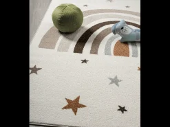 Alfombra Beat Kids Moderna Infantil Arcoíris Estrellas Pastel - Crema - 160x220 cm