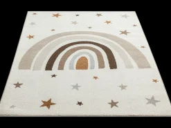 Alfombra Beat Kids Moderna Infantil Arcoíris Estrellas Pastel - Crema - 160x220 cm