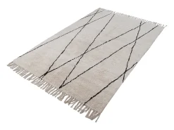 Alfombra bereber con flecos de algodón de color crudo 160 × 230 cm HODNA