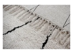 Alfombra bereber con flecos de algodón de color crudo 160 × 230 cm HODNA