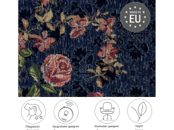 Alfombra con borde y motivos florales 80x150 cm Azul Flomi