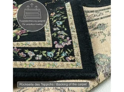 Alfombra con borde y motivos florales 160x230 cm Negro Flomi