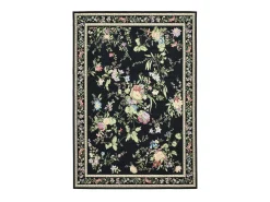 Alfombra con borde y motivos florales 200x290 cm Negro Flomi