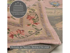 Alfombra con borde y motivos florales 240x330 cm Rosa Flomi