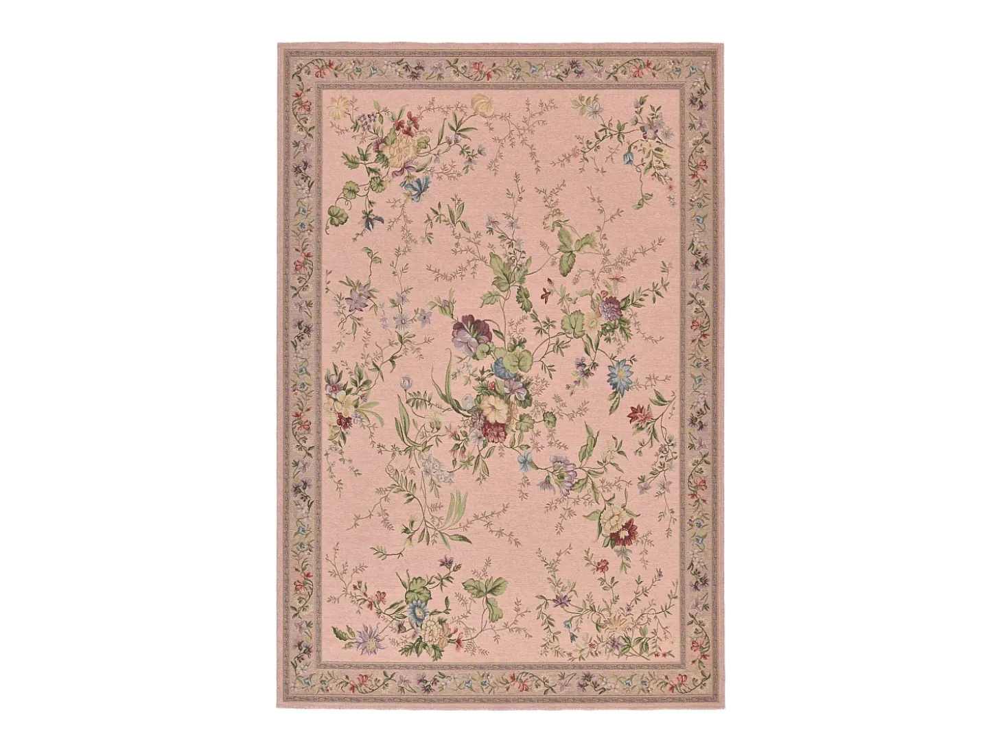 Alfombra con borde y motivos florales 240x330 cm Rosa Flomi