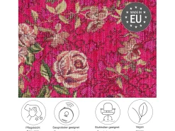 Alfombra con borde y motivos florales 80x150 cm Rosa Flomi