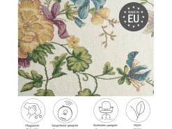 Alfombra con borde y motivos florales 120x170 cm Crema Flomi