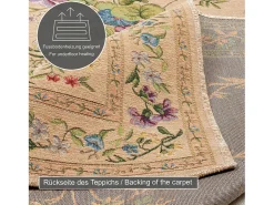 Alfombra con borde y motivos florales 60x90 cm Beige Flomi