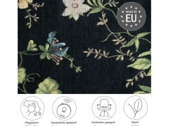 Alfombra con borde y motivos florales 120x170 cm Negro Flomi