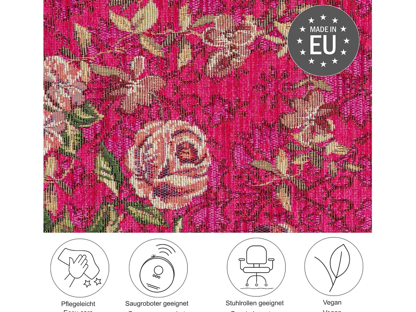 Alfombra con borde y motivos florales 240x340 cm Rosa Flomi