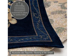 Alfombra con borde y motivos florales 60x90 cm Azul Flomi