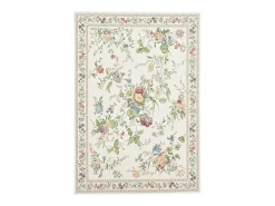 Alfombra con borde y motivos florales 80x150 cm Crema Flomi