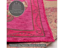 Alfombra con borde y motivos florales 200x290 cm Rosa Flomi