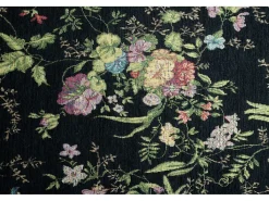 Alfombra con borde y motivos florales 70x400 cm Negro Flomi