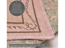 Alfombra con borde y motivos florales 240x340 cm Rosa Flomi