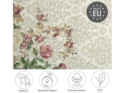 Alfombra con borde y motivos florales 200x290 cm Beige Flomi