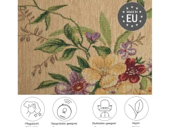 Alfombra con borde y motivos florales 120x170 cm Beige Flomi