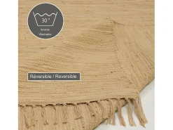 Alfombra de algodón tejida a mano y reversible 60x120 cm Naturaleza Happy Cotton