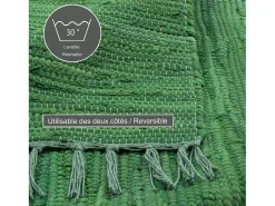 Alfombra de algodón tejida a mano y reversible 120x180 cm Verde oscuro Happy Cotton