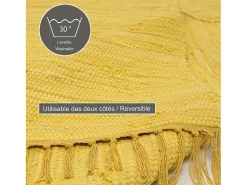 Alfombra de algodón tejida a mano y reversible 40x60 cm Amarillo Happy Cotton