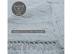 Alfombra de algodón tejida a mano y reversible 160x230 cm Gris Happy Cotton