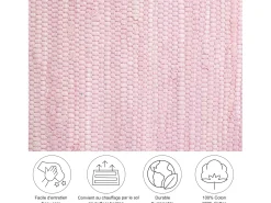 Alfombra de algodón tejida a mano y reversible 90x160 cm Rosa Happy Cotton