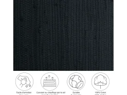 Alfombra de algodón tejida a mano y reversible 160x230 cm Negro Happy Cotton
