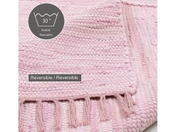 Alfombra de algodón tejida a mano y reversible 160x230 cm Rosa Happy Cotton