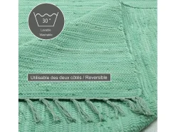 Alfombra de algodón tejida a mano y reversible 160x230 cm Menta Happy Cotton