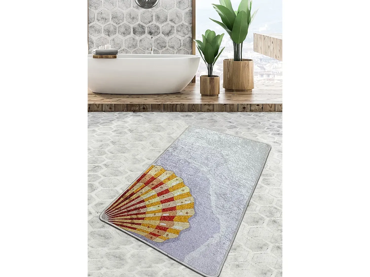 Alfombra de baño Concha Djt (70 x 120) multicolor