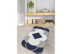 Alfombra de baño Corte blanco gris azul oscuro
