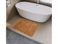 Alfombra de baño de teca, alfombra de ducha de madera, alfombra de bañera, patas de goma antideslizantes, enrollable, 70x50cm