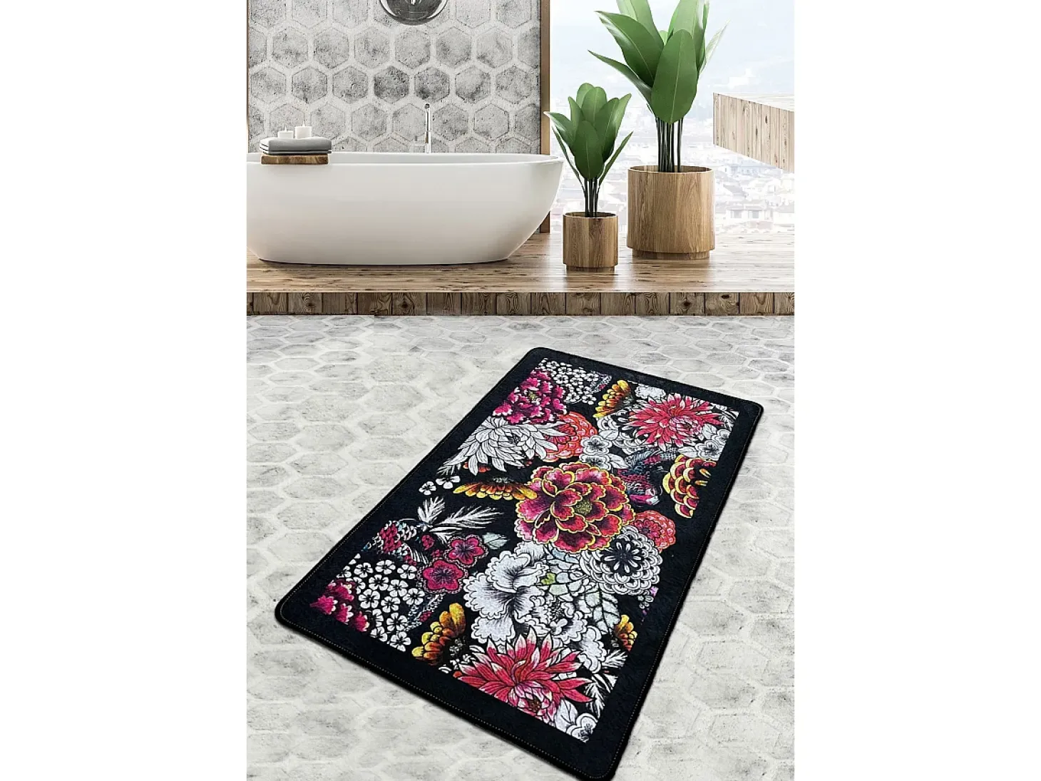 Alfombra de baño Floreale Djt (70 x 120) multicolor
