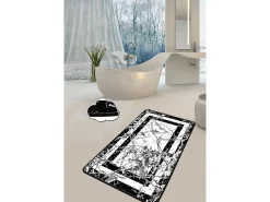 Alfombra de baño Marmor blanco negro