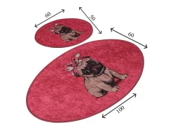 Alfombra de baño Set (2 piezas) Pink Pug multicolor