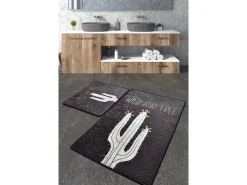 Alfombra de baño Set (2 piezas) Wild and Free DJT blanco negro