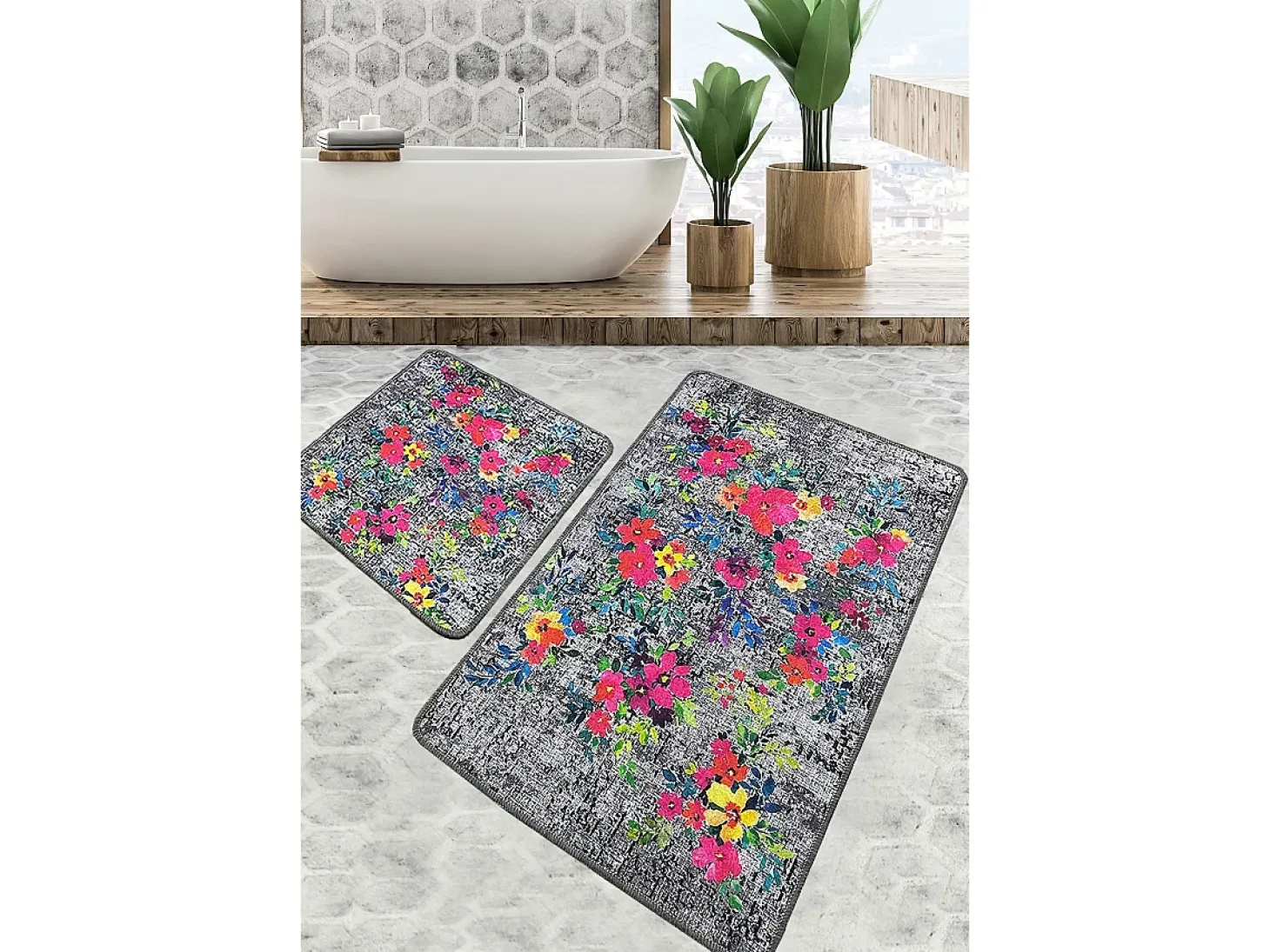 Alfombra de baño Set (2 piezas) Etova multicolor