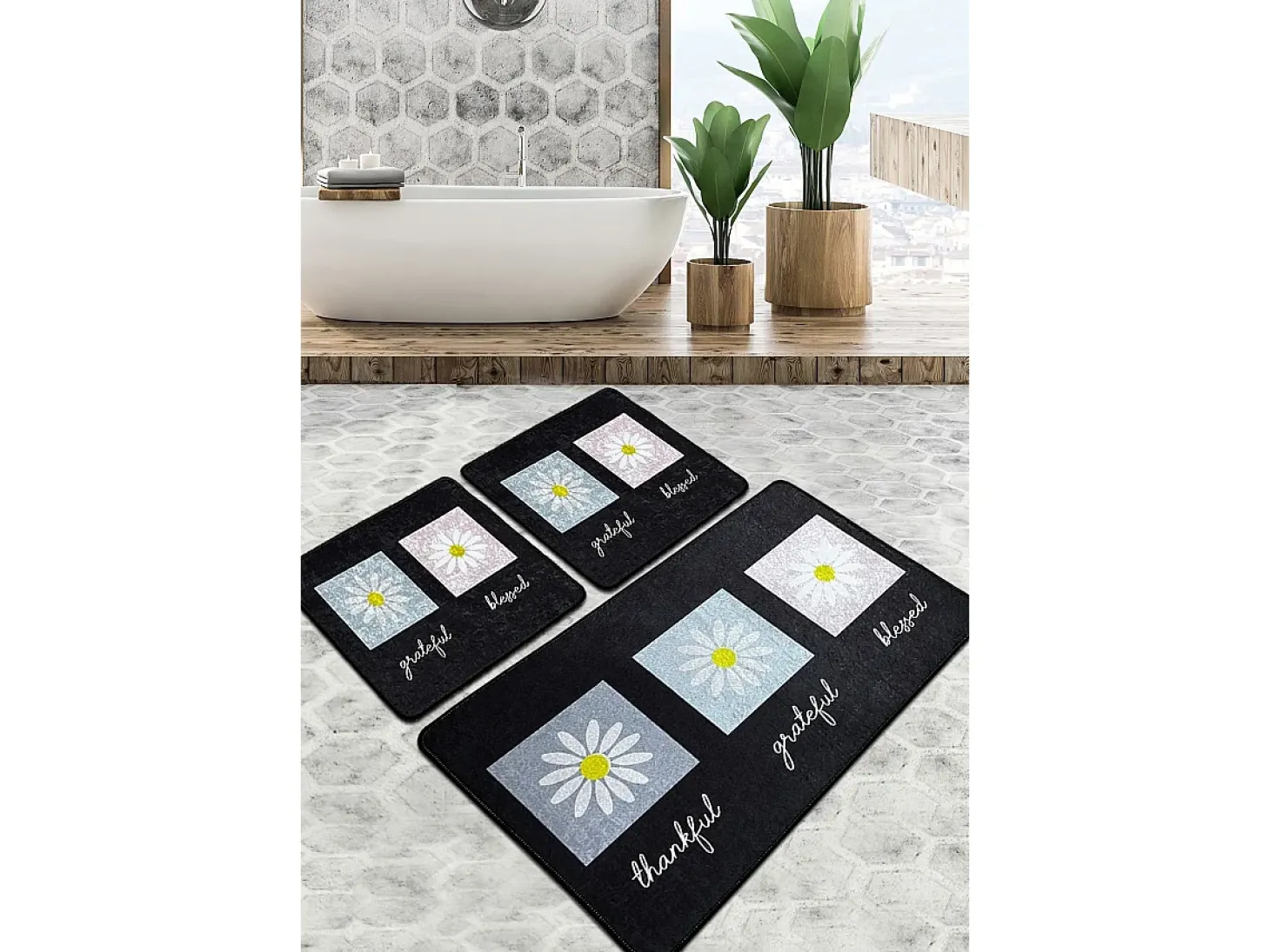 Alfombra de baño Set (3 piezas) Blessed Djt multicolor
